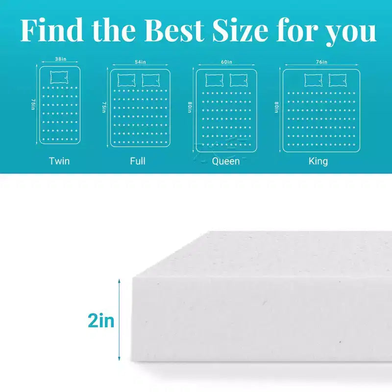 Materasso in memory foam gel Okak Modern 2-4 pollici con bande elastiche ad alta resistenza, materassi certificati CertiPUR-US per un sonno confortevole