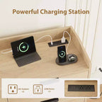 Garvee 6 Cassettiera per Camera da Letto, Cassettiera Autoportante Larga 120 cm con Prese di Corrente, Cassettiera in Legno per Soggiorno