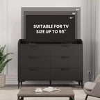 Garvee 6 Cassettiera per Camera da Letto, Cassettiera Autoportante Larga 120 cm con Prese di Corrente, Cassettiera in Legno per Soggiorno