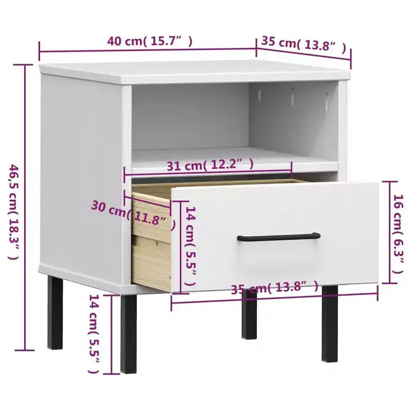 vidaXL Comodino Armadietto da Letto Tavolino da Notte in Pino Massiccio OSLO