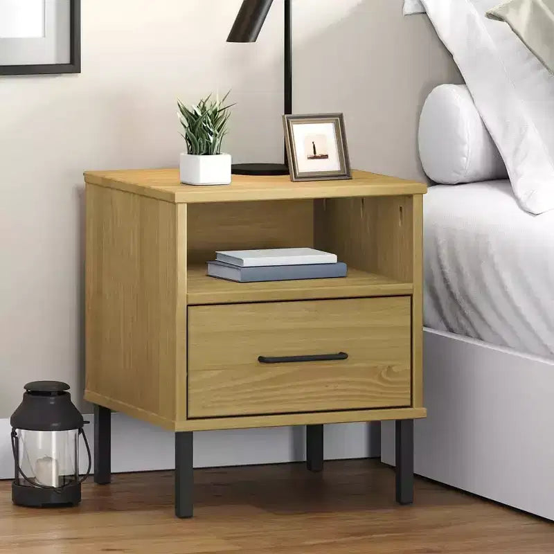vidaXL Comodino Armadietto da Letto Tavolino da Notte in Pino Massiccio OSLO