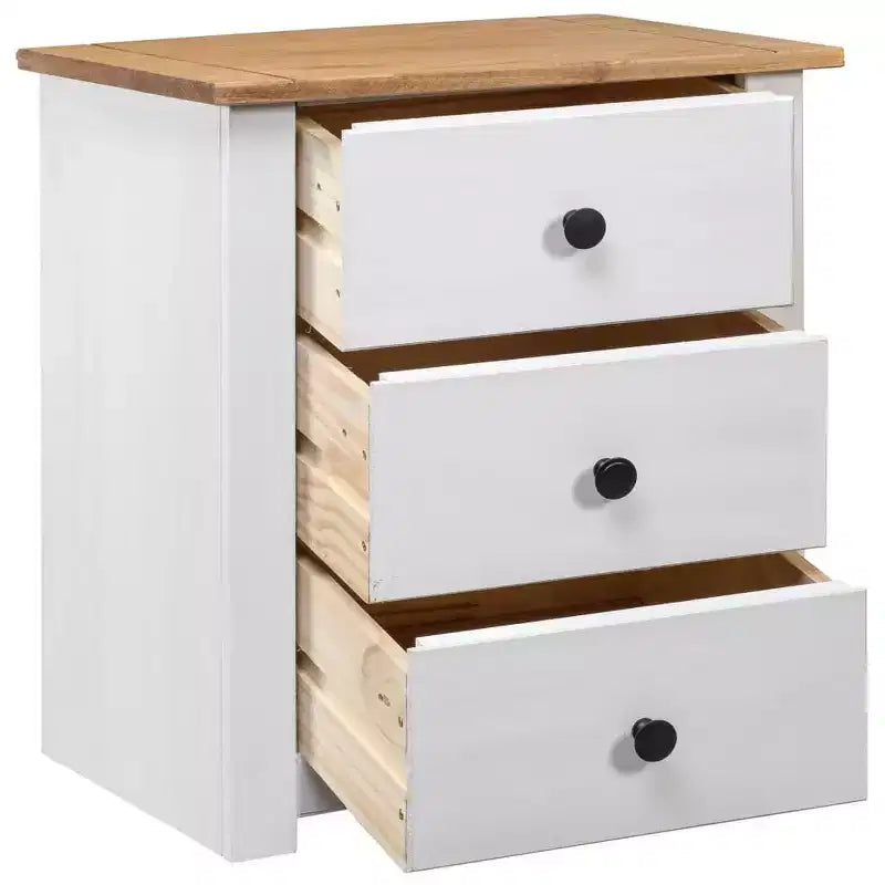 vidaXL Comodino con 3 cassetti, comodino contenitore, in legno di pino, serie Panama