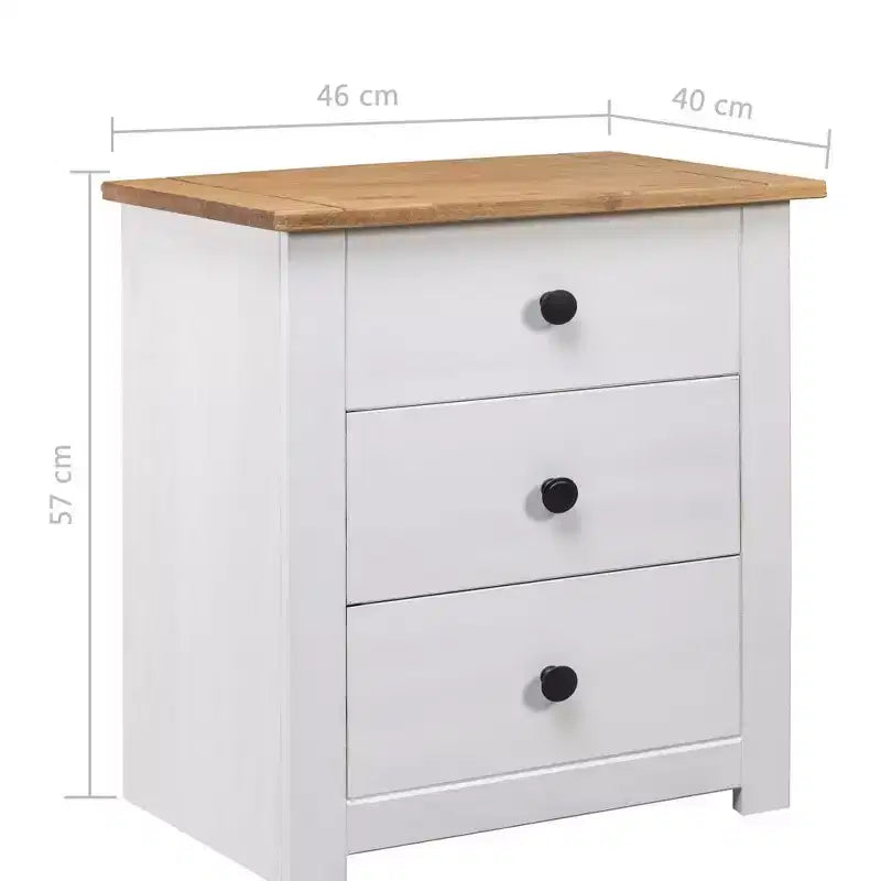 vidaXL Comodino con 3 cassetti, comodino contenitore, in legno di pino, serie Panama