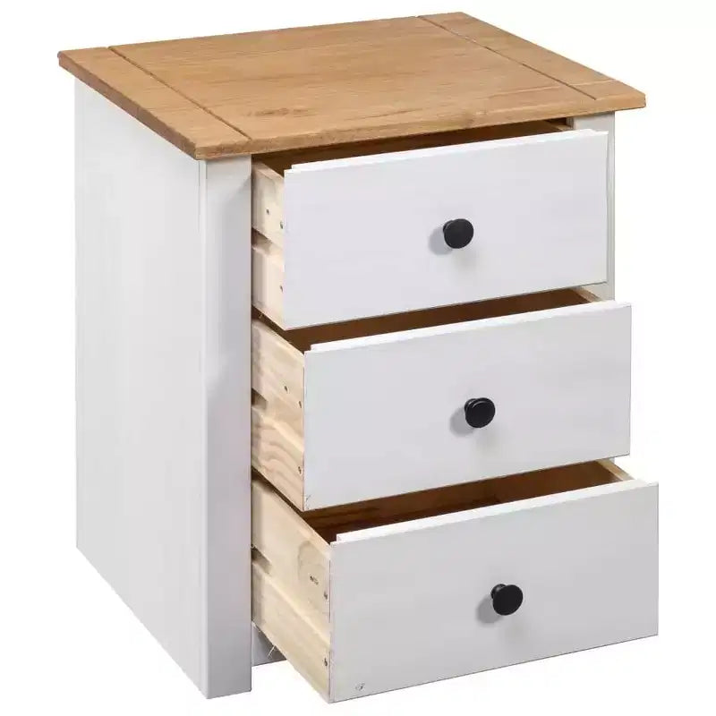 vidaXL Comodino con 3 cassetti, comodino contenitore, in legno di pino, serie Panama