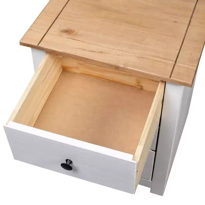 vidaXL Comodino con 3 cassetti, comodino contenitore, in legno di pino, serie Panama
