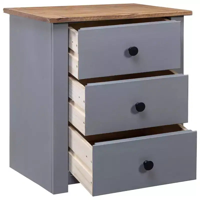 vidaXL Comodino con 3 cassetti, comodino contenitore, in legno di pino, serie Panama