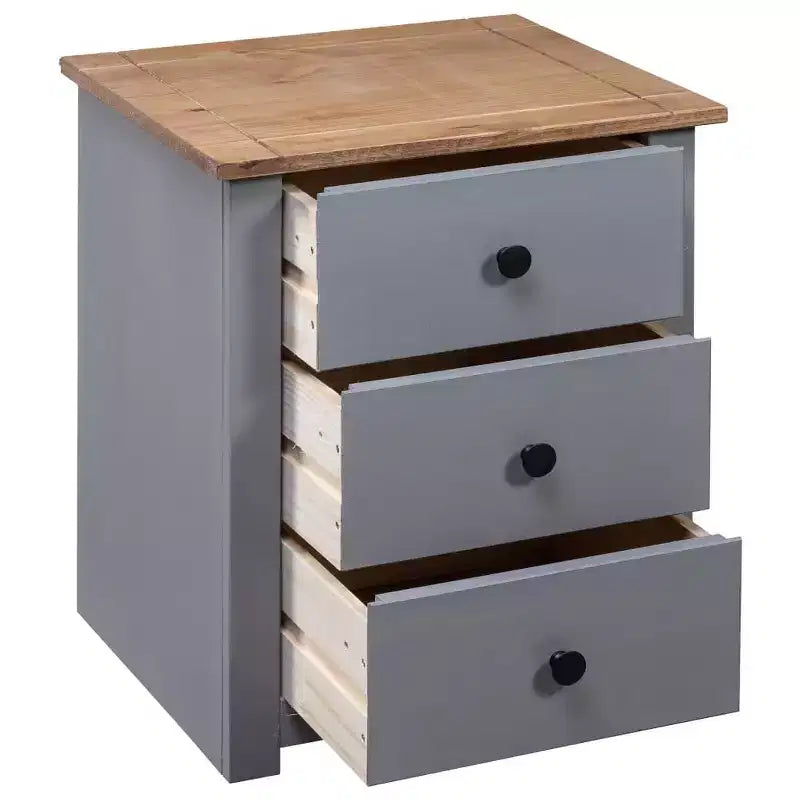 vidaXL Comodino con 3 cassetti, comodino contenitore, in legno di pino, serie Panama