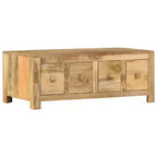 vidaXL Coffee Table with 4 Drawers 35.4x19.7x13.8 Solid Mango Wood