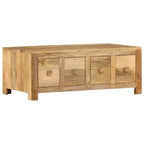 vidaXL Tavolino da Caffè con 4 Cassetti 90x50x35 cm in Legno Massello di Mango