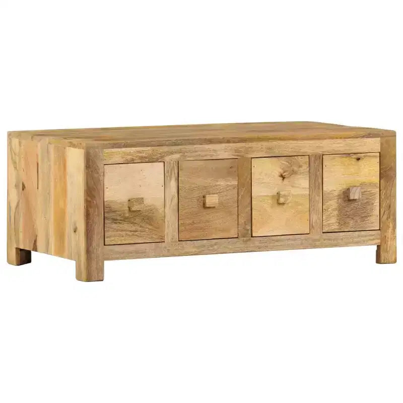 vidaXL Tavolino da Caffè con 4 Cassetti 90x50x35 cm in Legno Massello di Mango