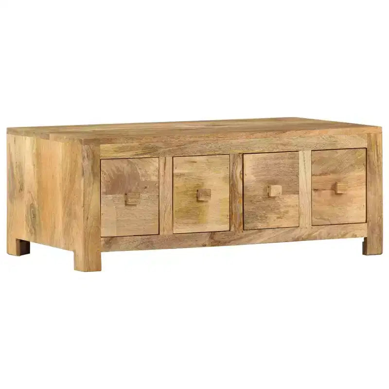 vidaXL Tavolino da Caffè con 4 Cassetti 90x50x35 cm in Legno Massello di Mango