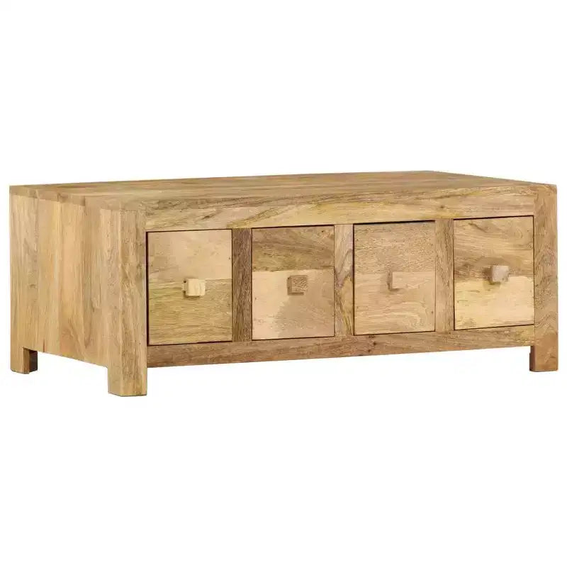 vidaXL Tavolino da Caffè con 4 Cassetti 90x50x35 cm in Legno Massello di Mango