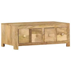 vidaXL Tavolino da Caffè con 4 Cassetti 90x50x35 cm in Legno Massello di Mango
