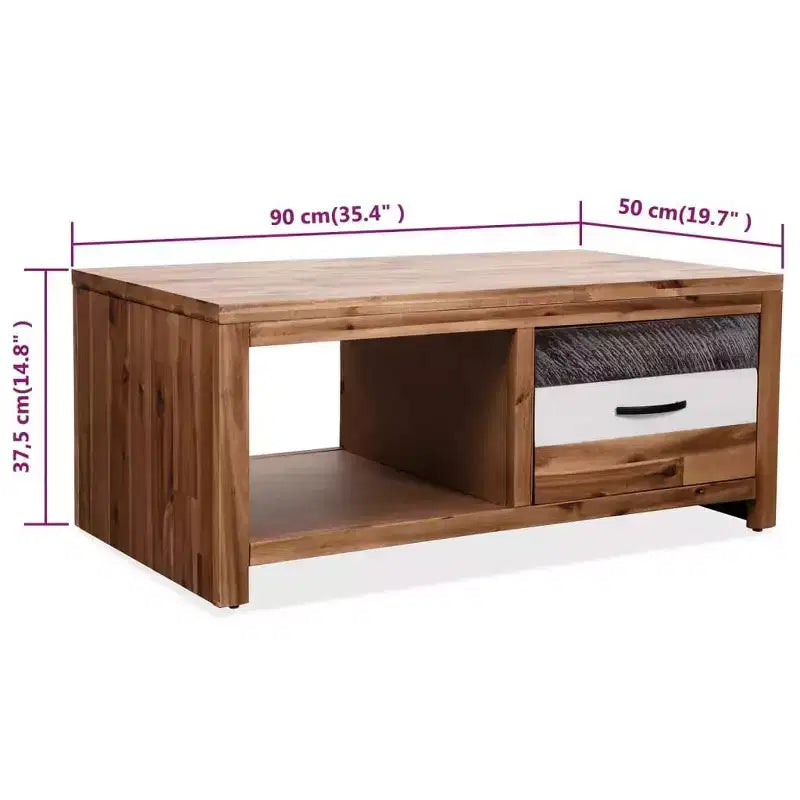 vidaXL Tavolino da caffè in legno massello di acacia 35,4x19,7x14,8