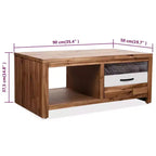 vidaXL Tavolino da caffè in legno massello di acacia 35,4x19,7x14,8