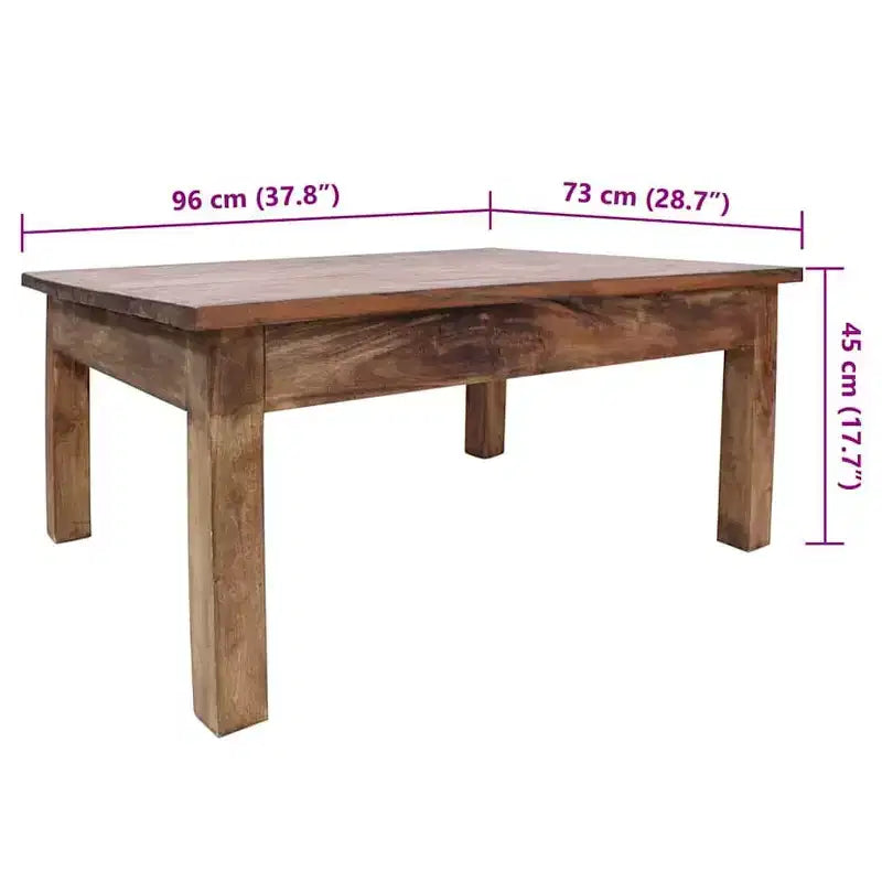 vidaXL Tavolino da caffè in legno massello di mogano 37,8x28,7x17,7