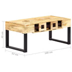vidaXL Tavolino da caffè con Stile a Cassetta 100x52x45 cm in Legno Massello di Mango