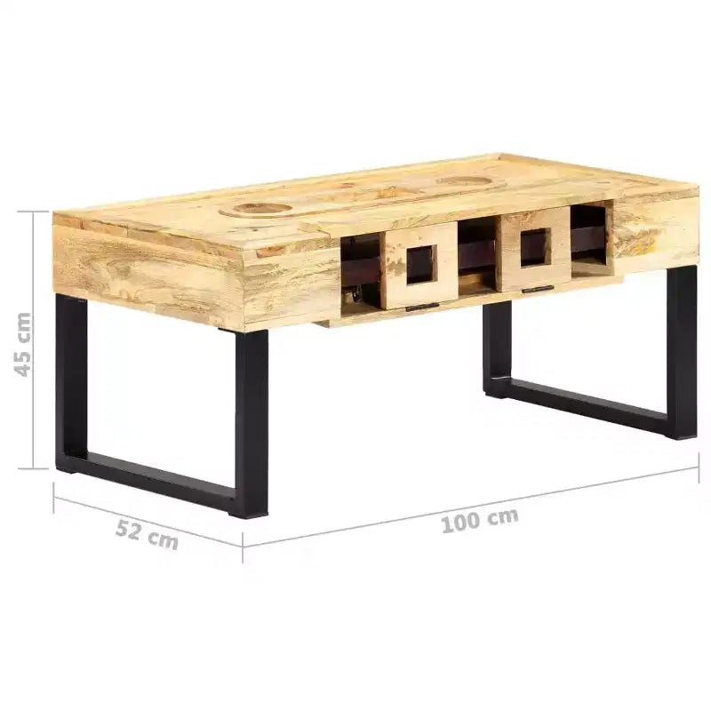vidaXL Tavolino da caffè con Stile a Cassetta 100x52x45 cm in Legno Massello di Mango