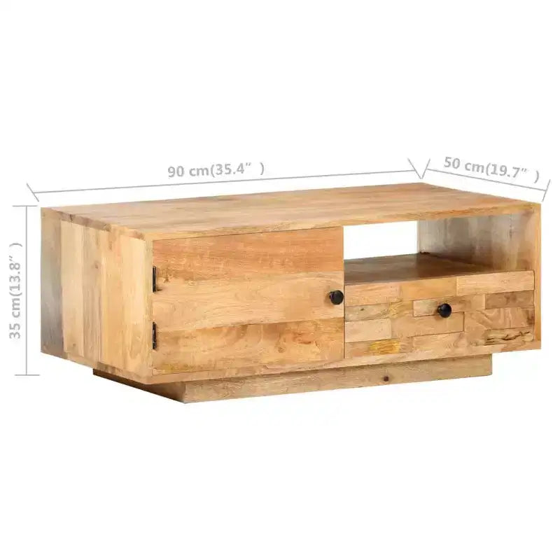 vidaXL Tavolino da caffè 90x50x35 cm in legno massello di mango