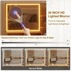 Toeletta Moderna da Trucco con Specchio Illuminato HD a 24 Luci - 5 Cassetti, Presa di Corrente e Porte USB, Tavolo da Trucco Scanalato per Donne e Ragazze