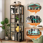 Libreria Girevole a 4 Livelli, Scaffale Rotante a 360° con Barre di Sicurezza, Design Salvaspazio per Soggiorno, Camera da Letto, Ufficio, Unità di Stoccaggio Autoportante