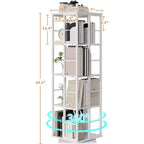 Libreria Girevole a 4 Livelli, Scaffale Rotante a 360° con Barre di Sicurezza, Design Salvaspazio per Soggiorno, Camera da Letto, Ufficio, Unità di Stoccaggio Autoportante