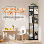 Libreria Girevole a 4 Livelli, Scaffale Rotante a 360° con Barre di Sicurezza, Design Salvaspazio per Soggiorno, Camera da Letto, Ufficio, Unità di Stoccaggio Autoportante