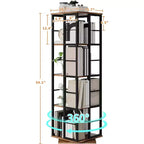 Libreria Girevole a 4 Livelli, Scaffale Rotante a 360° con Barre di Sicurezza, Design Salvaspazio per Soggiorno, Camera da Letto, Ufficio, Unità di Stoccaggio Autoportante