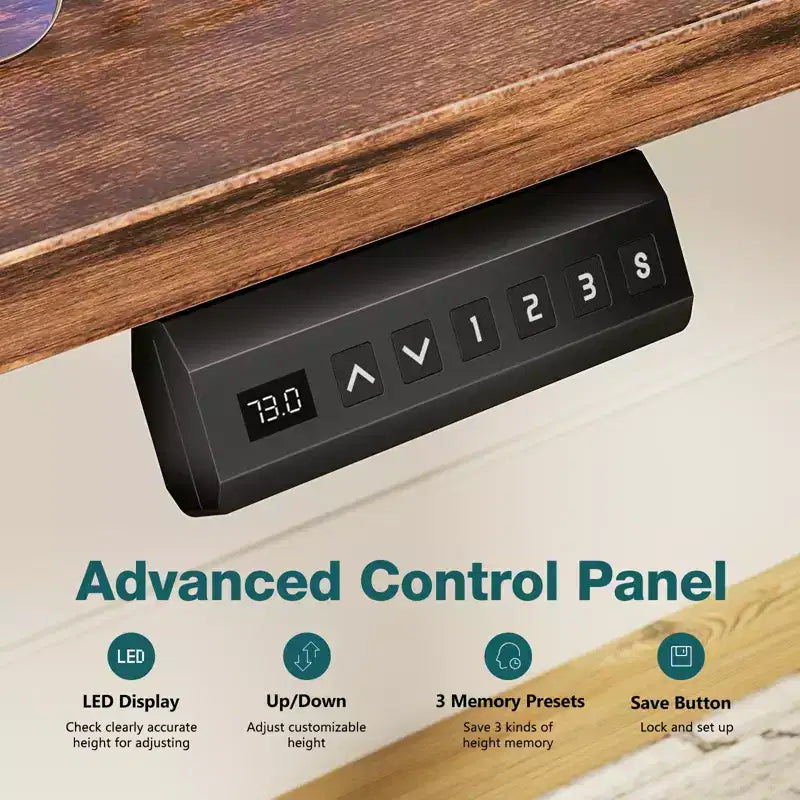 TUYOHW Scrivania Ergonomica Elettrica Regolabile in Altezza 72.9-121.9 cm, Scrivania per Computer con Display LED, Ganci, Motore Silenzioso per Ufficio Domestico