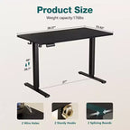TUYOHW Scrivania Ergonomica Elettrica Regolabile in Altezza 72.9-121.9 cm, Scrivania per Computer con Display LED, Ganci, Motore Silenzioso per Ufficio Domestico