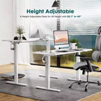 TUYOHW Scrivania Ergonomica Elettrica Regolabile in Altezza 72.9-121.9 cm, Scrivania per Computer con Display LED, Ganci, Motore Silenzioso per Ufficio Domestico