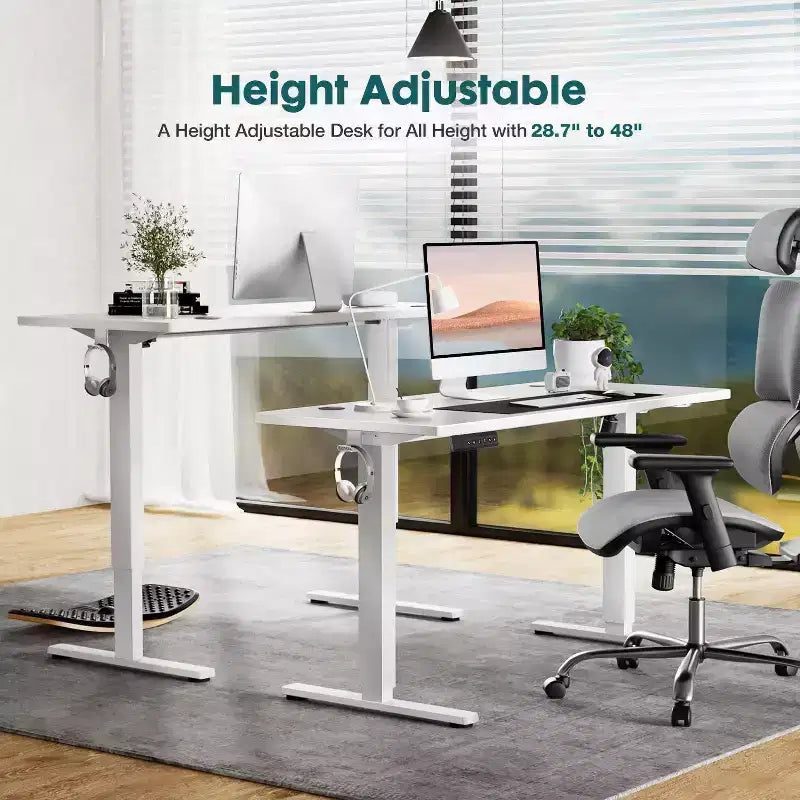 TUYOHW Scrivania Ergonomica Elettrica Regolabile in Altezza 72.9-121.9 cm, Scrivania per Computer con Display LED, Ganci, Motore Silenzioso per Ufficio Domestico