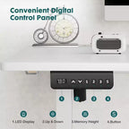 TUYOHW Scrivania Ergonomica Elettrica Regolabile in Altezza 72.9-121.9 cm, Scrivania per Computer con Display LED, Ganci, Motore Silenzioso per Ufficio Domestico