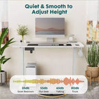TUYOHW Scrivania Ergonomica Elettrica Regolabile in Altezza 72.9-121.9 cm, Scrivania per Computer con Display LED, Ganci, Motore Silenzioso per Ufficio Domestico