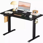 TUYOHW Scrivania Ergonomica Elettrica Regolabile in Altezza 72.9-121.9 cm, Scrivania per Computer con Display LED, Ganci, Motore Silenzioso per Ufficio Domestico