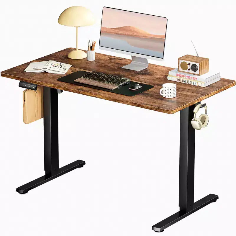 TUYOHW Scrivania Ergonomica Elettrica Regolabile in Altezza 72.9-121.9 cm, Scrivania per Computer con Display LED, Ganci, Motore Silenzioso per Ufficio Domestico