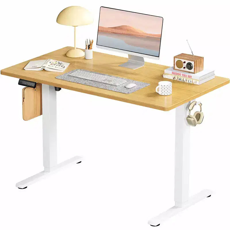 TUYOHW Scrivania Ergonomica Elettrica Regolabile in Altezza 72.9-121.9 cm, Scrivania per Computer con Display LED, Ganci, Motore Silenzioso per Ufficio Domestico