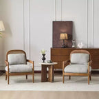 MAYEERTY Set di 2 sedie Mid-Century da 26,6 pollici, schienale in rattan con telaio in noce, angolo lettura per soggiorno, verde-grigiastro