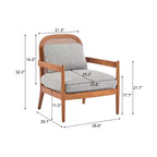 MAYEERTY Set di 2 sedie Mid-Century da 26,6 pollici, schienale in rattan con telaio in noce, angolo lettura per soggiorno, verde-grigiastro