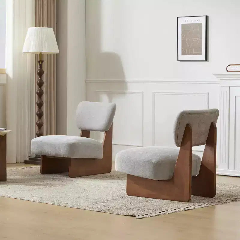 MAYEERTY Set di 2 poltrone moderne, rivestimento in poliestere, base in noce, per soggiorno e ufficio, multicolore
