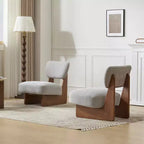 MAYEERTY Set di 2 poltrone moderne, rivestimento in poliestere, base in noce, per soggiorno e ufficio, multicolore