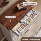 Cassettiera scanalata per camera da letto con 5 cassetti profondi, comò alto 120 cm, design a profilo curvo, cassettiera moderna in legno, per soggiorno