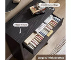 Cassettiera scanalata per camera da letto con 5 cassetti profondi, comò alto 120 cm, design a profilo curvo, cassettiera moderna in legno, per soggiorno