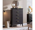 Fluted Dresser for Bedroom with 5 Deep Drawers, 47.2 in Tall Chest of Drawers, Curved Profile Design, Modern Wooden Dresser, for Living Room