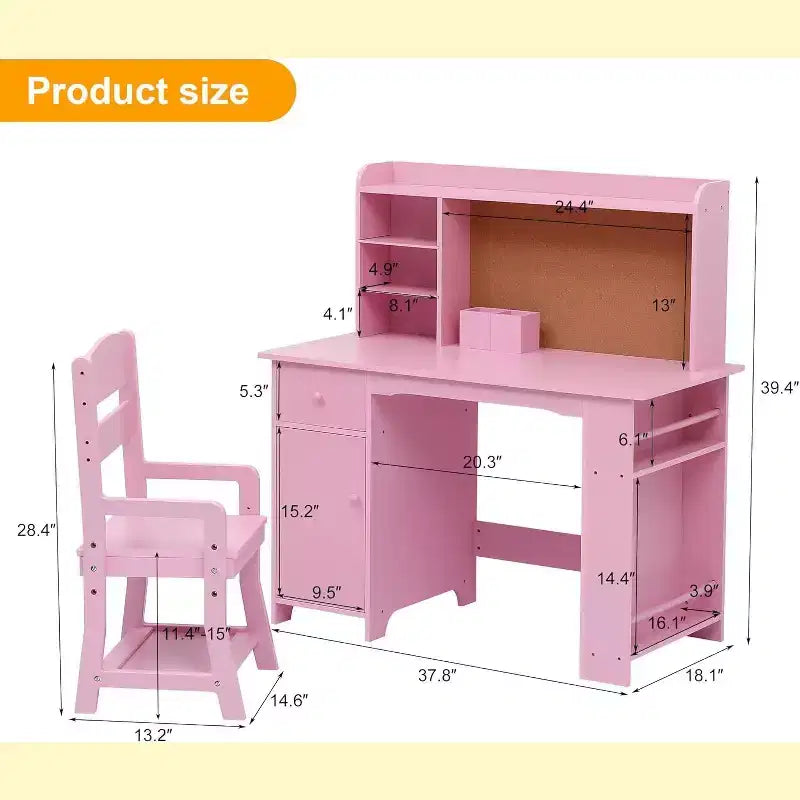 Scrivania per bambini con armadietto e cassetto - Rosa Ottima per la cameretta dei bambini e la sala giochi