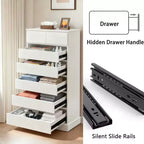 JVNOXK6 Cassettiera da camera, Mobile contenitore alto da camera in stile armadio, Mobile con cassetti e maniglia a scomparsa dal design moderno, Mobile verticale in legno per camera da letto
