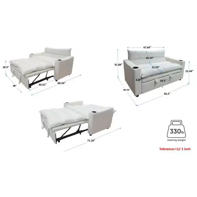 Divanetto-letto moderno multifunzionale trasformabile in velluto Miel 47,64" di GDFStudio