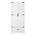 Armadietto Alto da Bagno da 175 cm, Mobile Dispensa Autoportante da Cucina con Ripiani Regolabili, Armadietto Bagno Accento per Soggiorno Lavanderia