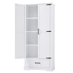 Armadietto Alto da Bagno da 175 cm, Mobile Dispensa Autoportante da Cucina con Ripiani Regolabili, Armadietto Bagno Accento per Soggiorno Lavanderia