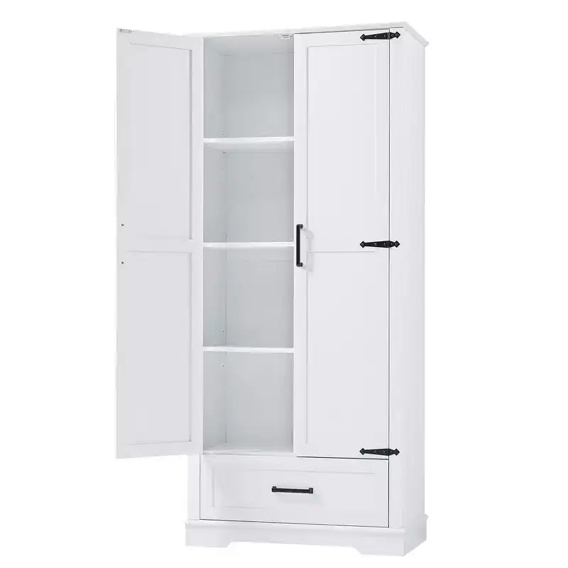 Armadietto Alto da Bagno da 175 cm, Mobile Dispensa Autoportante da Cucina con Ripiani Regolabili, Armadietto Bagno Accento per Soggiorno Lavanderia